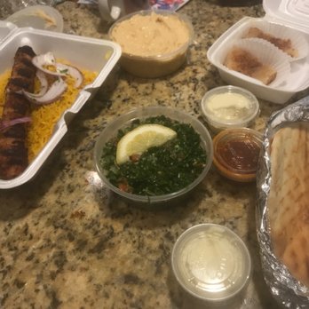 Ta'bleyah Mediterranean Cuisine - Basbosa, Taboulah, Hummus Regular, Bread, Grilled Chicken Kabob - Mediterranean Near Me - Spring, Texas