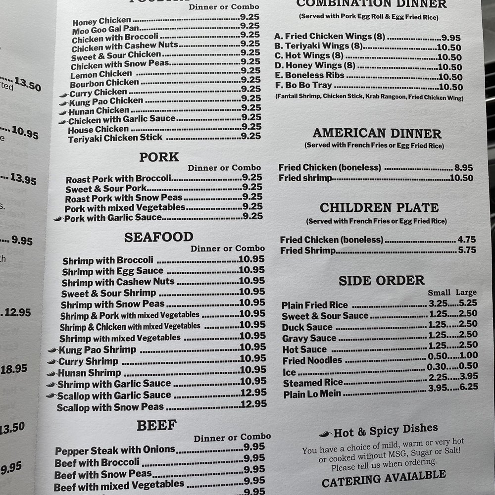 Chan's Chinese Restaurant - the menu - Chinese Near Me - Jacksonville, Florida