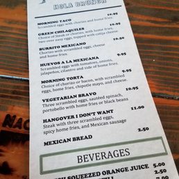 Brunch menu