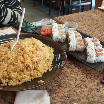 Tokyo Grill - Shrimp fried rice (the shrimp is hiding) and sushi - Japanese Near Me - Memphis, Tennessee
