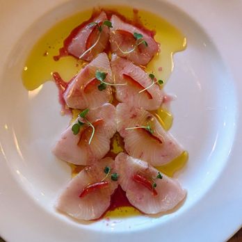 UOVO | Pasadena - Yellowtail Crudo - Sweet crunch from the red chili against the peppery arugala. The blood orange & lemon give a bright citrus note. - Italian Near Me - Pasadena, California UOVO | Pasadena - Yellowtail Crudo - Sweet crunch from the red chili against the peppery arugala. The blood orange & lemon give a bright citrus note. - Italian Near Me - Pasadena, California