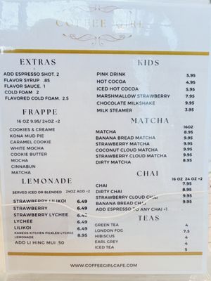 Menu photo 2 Coffee Girl Honolulu, HI