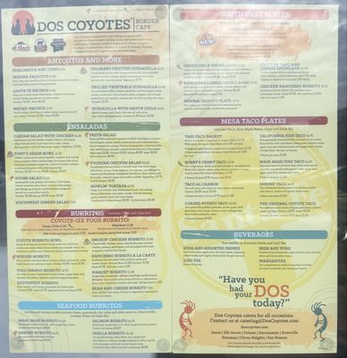 Menu photo 1 Dos Coyotes Sacramento, CA Menu photo 1 Dos Coyotes Sacramento, CA