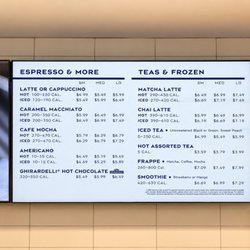 Paris Baguette - Espresso tea and beverage menu