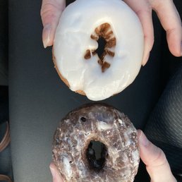 White iced donut and chocolate glaze donut White iced donut and chocolate glaze donut