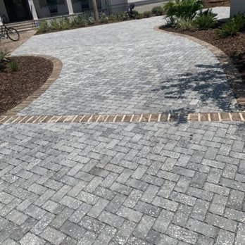 Applewood Landscapes Construction - Savannah Grey brick borders & permeable paver driveway - Landscaping Near Me