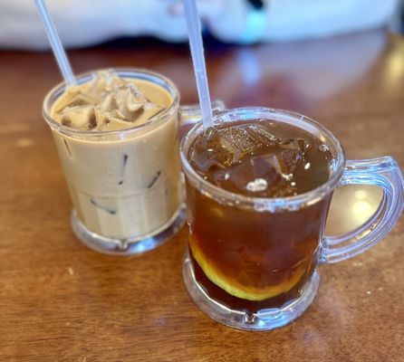 Photo of Bodo Lucky Japanese Restaurant - Fremont, CA, US. Iced milk tea & iced lemon tea (comes with the meal)