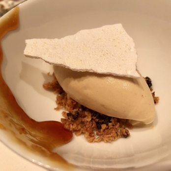 Per Se - Honey-Oat Ice Cream with Black Currant “Flapjack” and Calamansi Marmalade - French Near Me - New York, New York Per Se - Honey-Oat Ice Cream with Black Currant “Flapjack” and Calamansi Marmalade - French Near Me - New York, New York