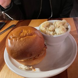 Buffalo chicken sandwich with Mac and cheese