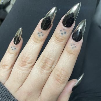 Mindy Nails Bar - Acrylic , black with chrome tips - Nail Salons Near Me - Whittier, California Mindy Nails Bar - Acrylic , black with chrome tips - Nail Salons Near Me - Whittier, California