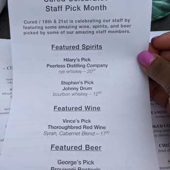 Cured Table & Tap - Saturday menu - American Near Me - Columbia, Maryland