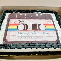 80s themed chocolate cake, raspberry filling and buttercream icing