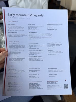 Menu photo 5 Early Mountain Vineyards Madison, VA