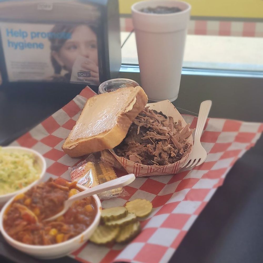 Alisha's Kitchen BBQ - a plate of food and a cup of coffee - Barbeque Near Me - Cartersville, Georgia