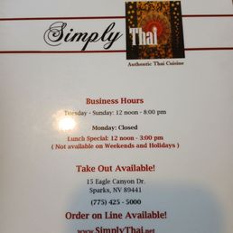 Simply Thai menu so many delicious things to choose from