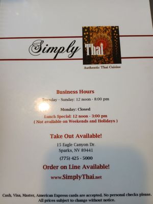 Menu photo 6 Simply Thai Sparks, NV