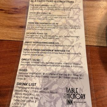 Table at The Hickory Inn - Regular menu - New American Near Me - Bentonville, Arkansas Table at The Hickory Inn - Regular menu - New American Near Me - Bentonville, Arkansas