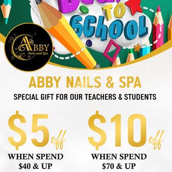 Abby Nails and Spa - BACK TO SCHOOLS

251 N Bell Blvd Suite # 108
Cedar Park, TX 78613
(512) 350-2204

https://abbynailsspatx.com/ - Nail Salons Near Me - Austin, Texas