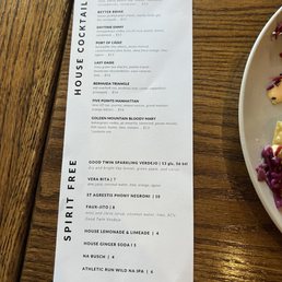 Drink menu Drink menu