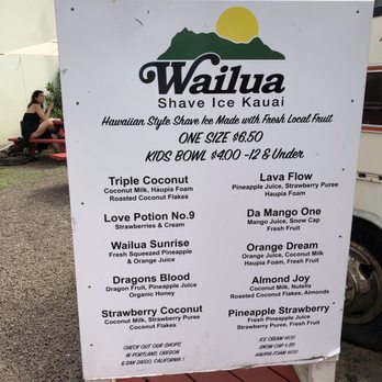 Wailua Shave Ice - Menu!! So many- we had to ask for advice! - Shaved Ice Near Me - Kapaa, Hawaii