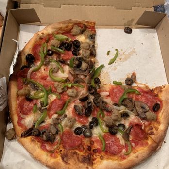 Biaggio's Pizzeria - Supreme Pizza (Medium 12'') was very hot when came out but I was hungry, so ate two. - Pizza Near Me - Las Vegas, Nevada