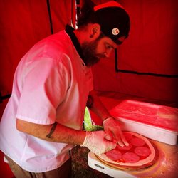Burning Oak Wood Fired Pizza