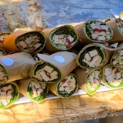 Eat By Stacey Weber - Grilled Chicken Caesar Wrap, Spinach, Parmesan, Marinated Tomatoes, Crispy Capers