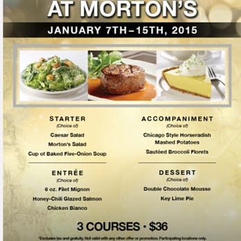 Morton's The Steakhouse - Special Good till January 15th at participating locations, yes Hawaii is one of them! - Steakhouses Near Me - Honolulu, Hawaii