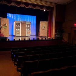 Dallas Theater & Civic Center - Interior house, with stage set for Christmas Carol