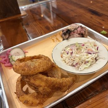 BearWalrus - Pulled pork w/ Cole slaw and onion rings - Smokehouse Near Me - Rock Hill, South Carolina