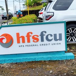 HFS Federal Credit Union - HFS Federal Credit Union sign at the main branch in downtown Hilo.