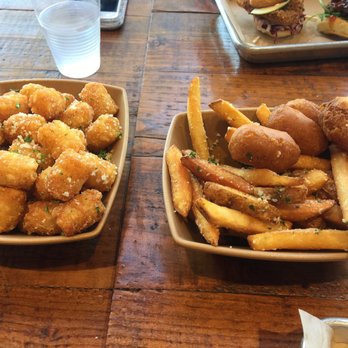 Burger Bench - Truffle Parmesan tots, truffle Parmesan fries, mini corn dogs - American Near Me - Escondido, California