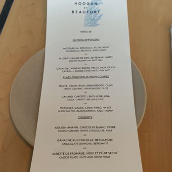 Hoogan et Beaufort - Menu - Canadian (New) Near Me - Montreal, Quebec Hoogan et Beaufort - Menu - Canadian (New) Near Me - Montreal, Quebec