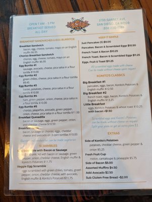 Menu photo 5 Konito's Cafe San Diego, CA