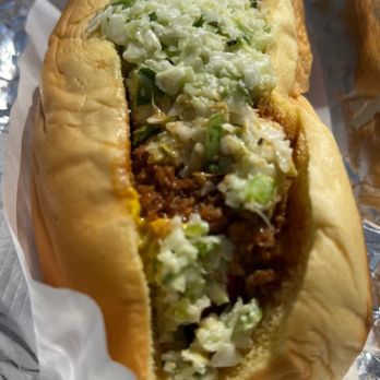 Stubbs & Son BBQ - Hot dog (chili, mustard, slaw) - Barbeque Near Me - Sanford, North Carolina Stubbs & Son BBQ - Hot dog (chili, mustard, slaw) - Barbeque Near Me - Sanford, North Carolina