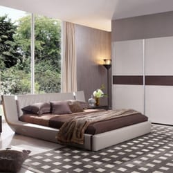 Paramus Furniture and Dinettes - Denmark - Contemporary Leatherette Bed w iPhone Music Dock & Speakers