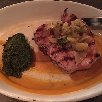 Green Pig Bistro - Pork chop with kale, sweet potato, Apple - New American Near Me - Arlington, Virginia Green Pig Bistro - Pork chop with kale, sweet potato, Apple - New American Near Me - Arlington, Virginia