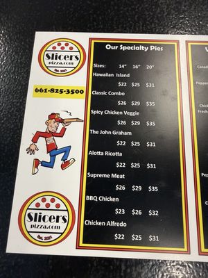 Menu photo 1 Slicers Pizza Bakersfield, CA Menu photo 1 Slicers Pizza Bakersfield, CA