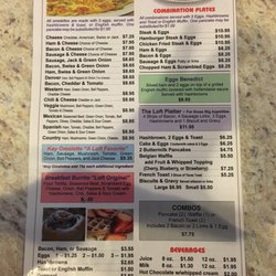 The Loft Restaurant - Breakfast Menu
