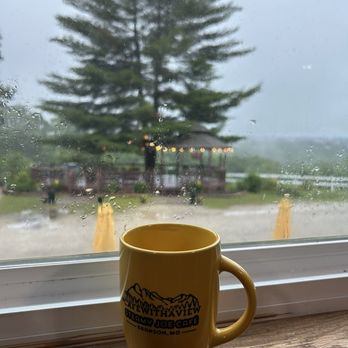 Steamy Joe Cafe - Branson - Coffeewithaview! On a rainy day cozy up with some hot delicious cup of coffee. - Cafes Near Me - Branson, Missouri