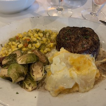 Ruth's Chris Steak House - 8 oz filet Brussel sprouts Corn Au gratin potatoes - Steakhouses Near Me - Fort Wayne, Indiana Ruth's Chris Steak House - 8 oz filet Brussel sprouts Corn Au gratin potatoes - Steakhouses Near Me - Fort Wayne, Indiana