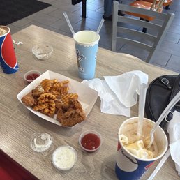 waffle fries, chicken tenders and floats waffle fries, chicken tenders and floats
