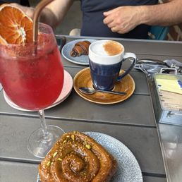 Pistachio sticky bun, sabra soda, chai tea and rugelach. Pistachio sticky bun, sabra soda, chai tea and rugelach.
