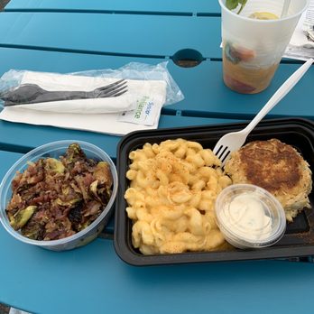Hook & Vine - Kitchen and Bar - Crab cake, mac & cheese, Brussel sprouts - Seafood Near Me - North Beach, Maryland