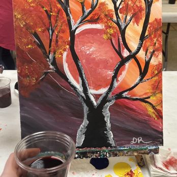 Painting with a Twist - Fall version of the painting - Paint & Sip Near Me - Atlanta, Georgia Painting with a Twist - Fall version of the painting - Paint & Sip Near Me - Atlanta, Georgia