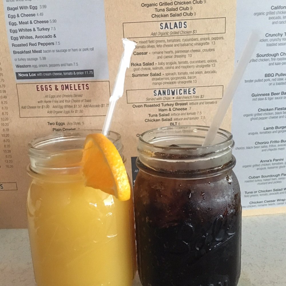 Aqua Beach Cafe - Fresh Squeezed OJ in mason Jars - Italian Near Me - Wildwood Crest, New Jersey