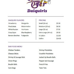 Tipsy Tiger Daiquiris - Menu
