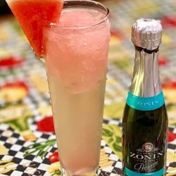 Covered Bridge Market and Pizzaria - Prosecco over watermelon slushie