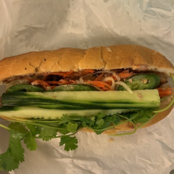 Green Garden Pho - Top shot of Pork Bahn Mi with all the toppings. - Vietnamese Near Me - Silverdale, Washington