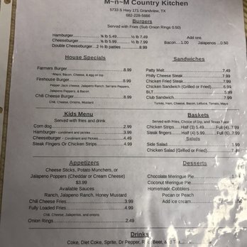 M-N-M Country Kitchen - ows menu - American Near Me - Grandview, Texas M-N-M Country Kitchen - ows menu - American Near Me - Grandview, Texas